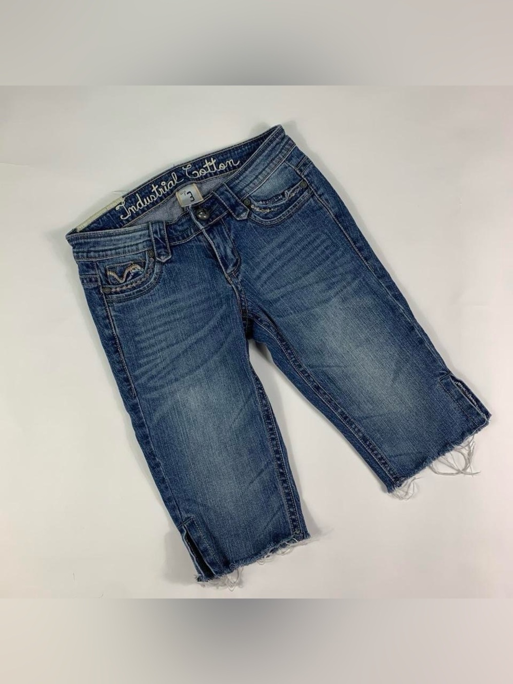 Industrial Cotton Low Rise Denim Bermuda Shorts Size 3 2000s
